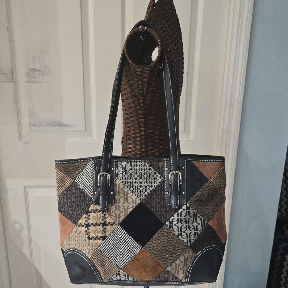 Patchwork Tote Bag - Black And Brown - image 8